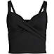 Women's Chlorine Resistant V-Neck Wrap Wireless Mid-length Tankini Swimsuit Top, Front