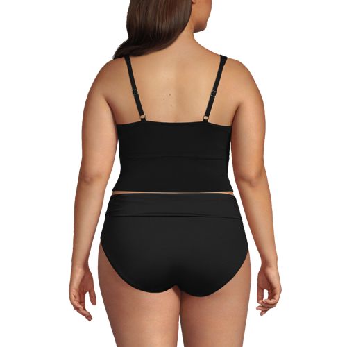  Lands' End Kurzes Tankinitop Mit V-ausschnitt, Damen, Größe:54 Plus, Schwarz, Elasthan/nylon-mischung, By Lands' End 