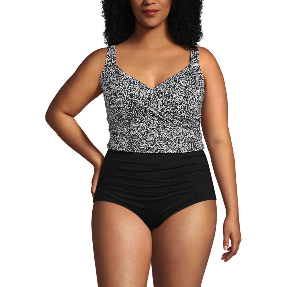 Swimsuits For All Women's Plus Size Mesh Wrap Bandeau Tankini Top 22  Mediterranean