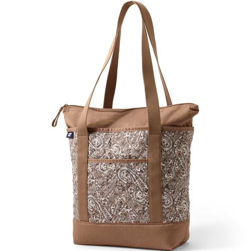 Lands' End Large Waxed Canvas Tote Bag - Brown