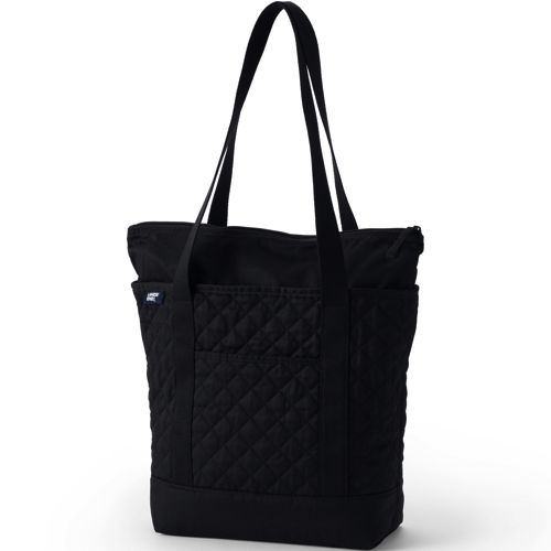  Lands' End Classic Quilted Tote Black Medium : Clothing, Shoes  & Jewelry