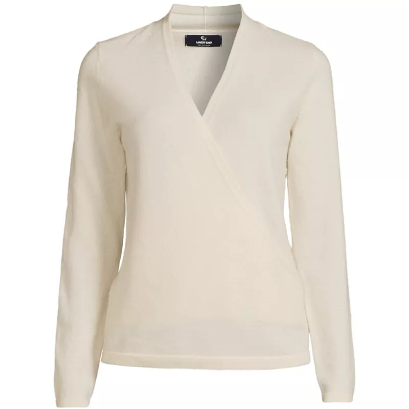 Women's Cashmere Long Sleeve Wrap Sweater, Front