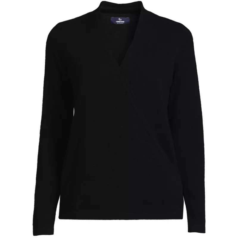 Women's Cashmere Long Sleeve Wrap Sweater, Front