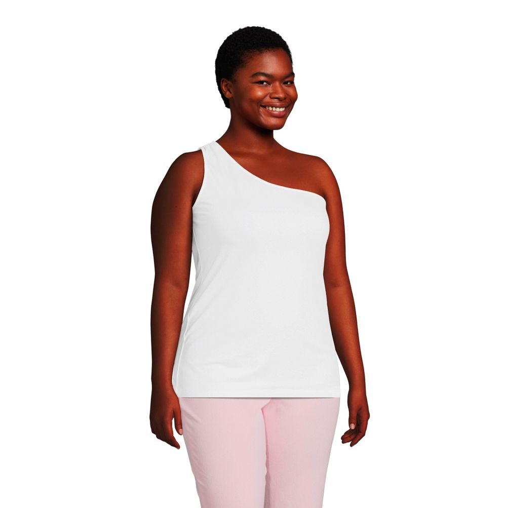 Plus size white one shoulder clearance top