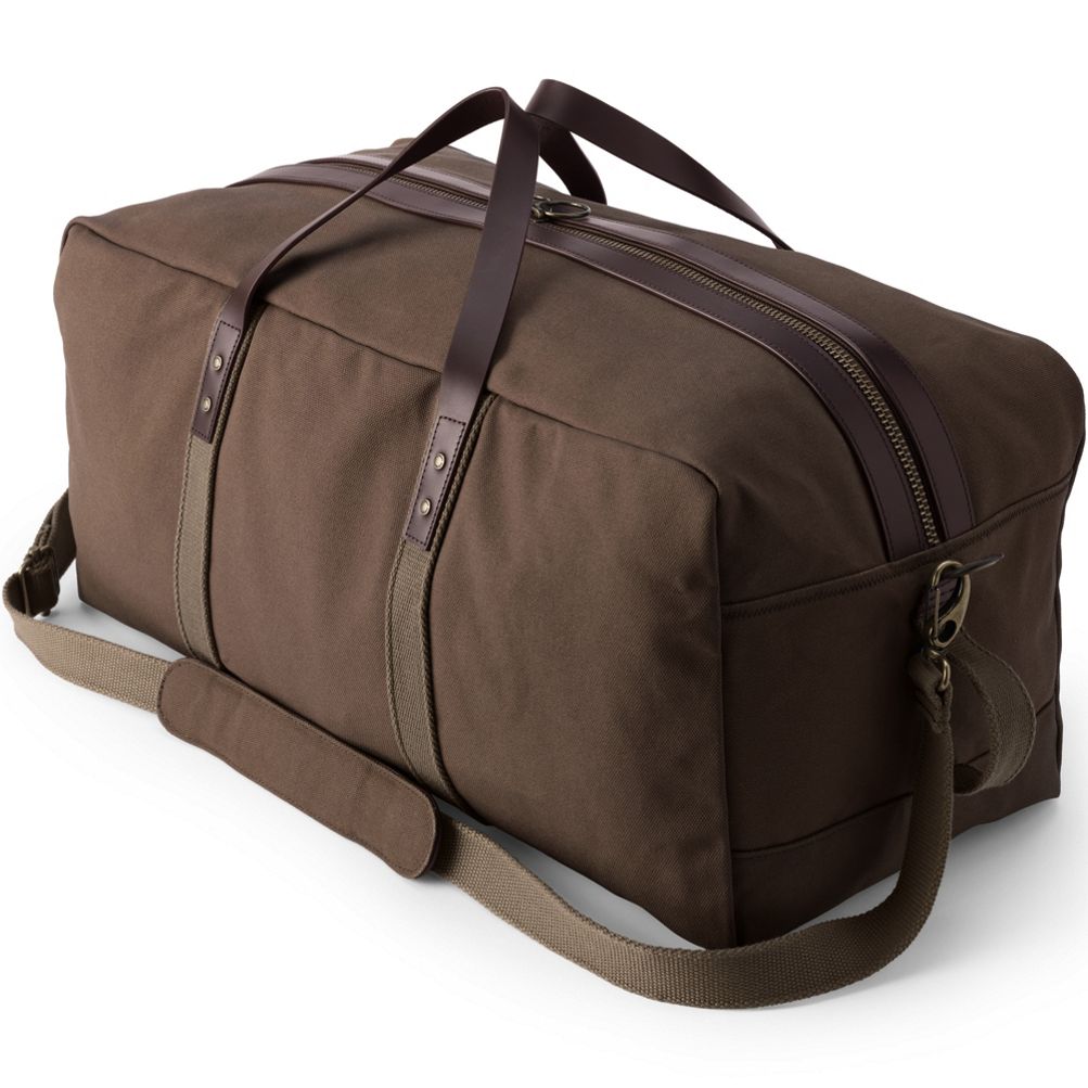 Elkton Waxed Canvas Travel Duffle Bag, Moss w/ Autumn Brown Leather