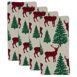 Saro Lifestyle Deer and Christmas Trees Print Cotton Dinner Napkins - Set of 4, alternative image