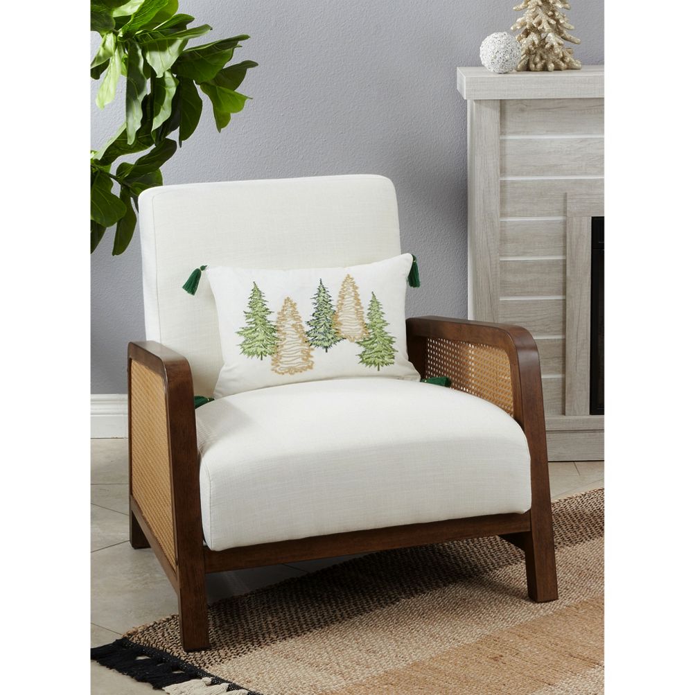 Saro Lifestyle Enchanted Evergreens Christmas Trees Down Filled Throw Pillow,  20, Off-white : Target