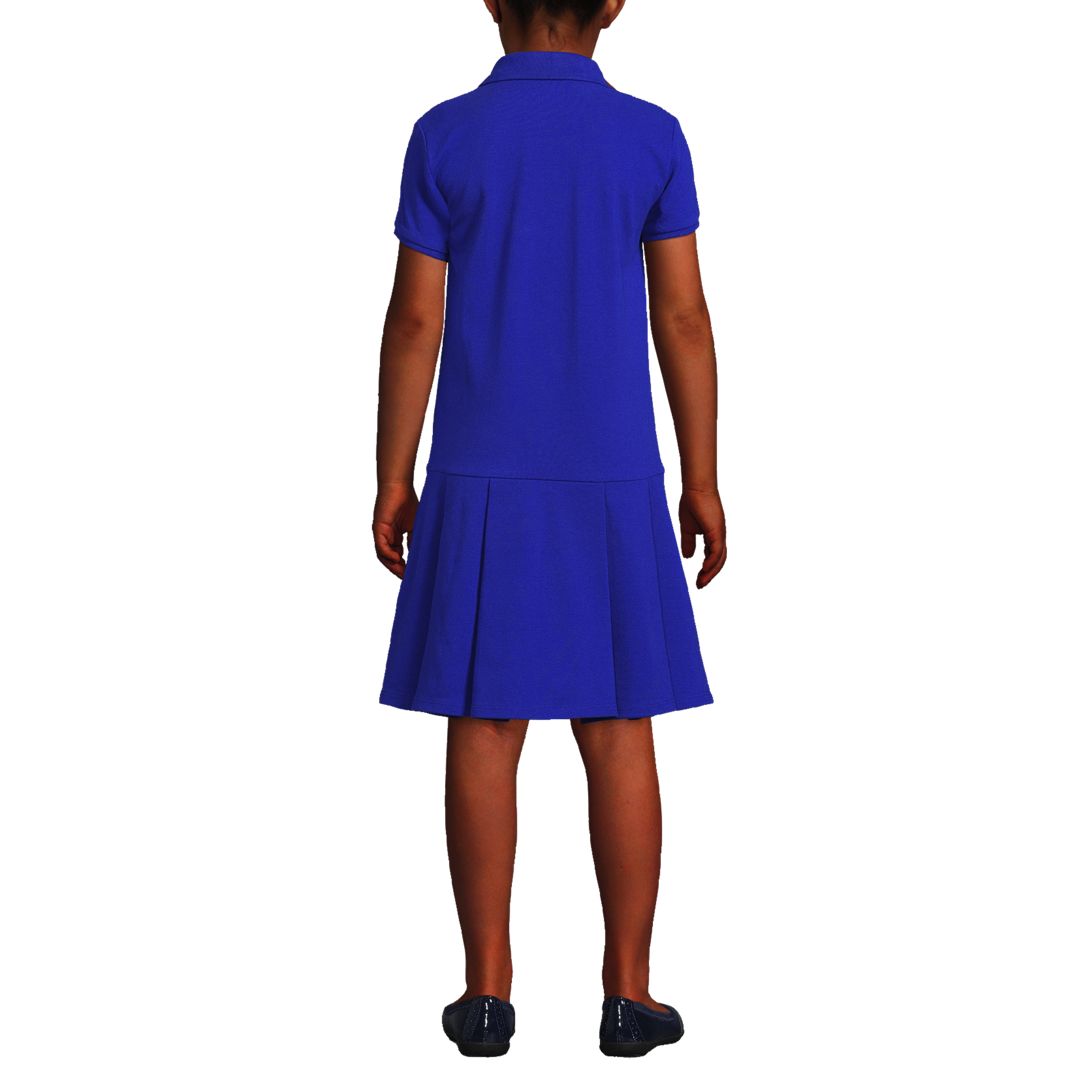 School Uniform Girls Short Sleeve Mesh Pleated Polo Dress