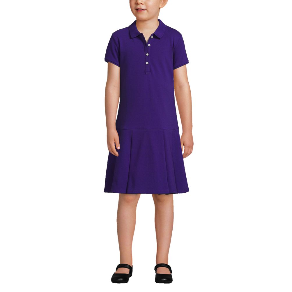 School Uniform Girls Short Sleeve Mesh Pleated Polo Dress | Lands' End