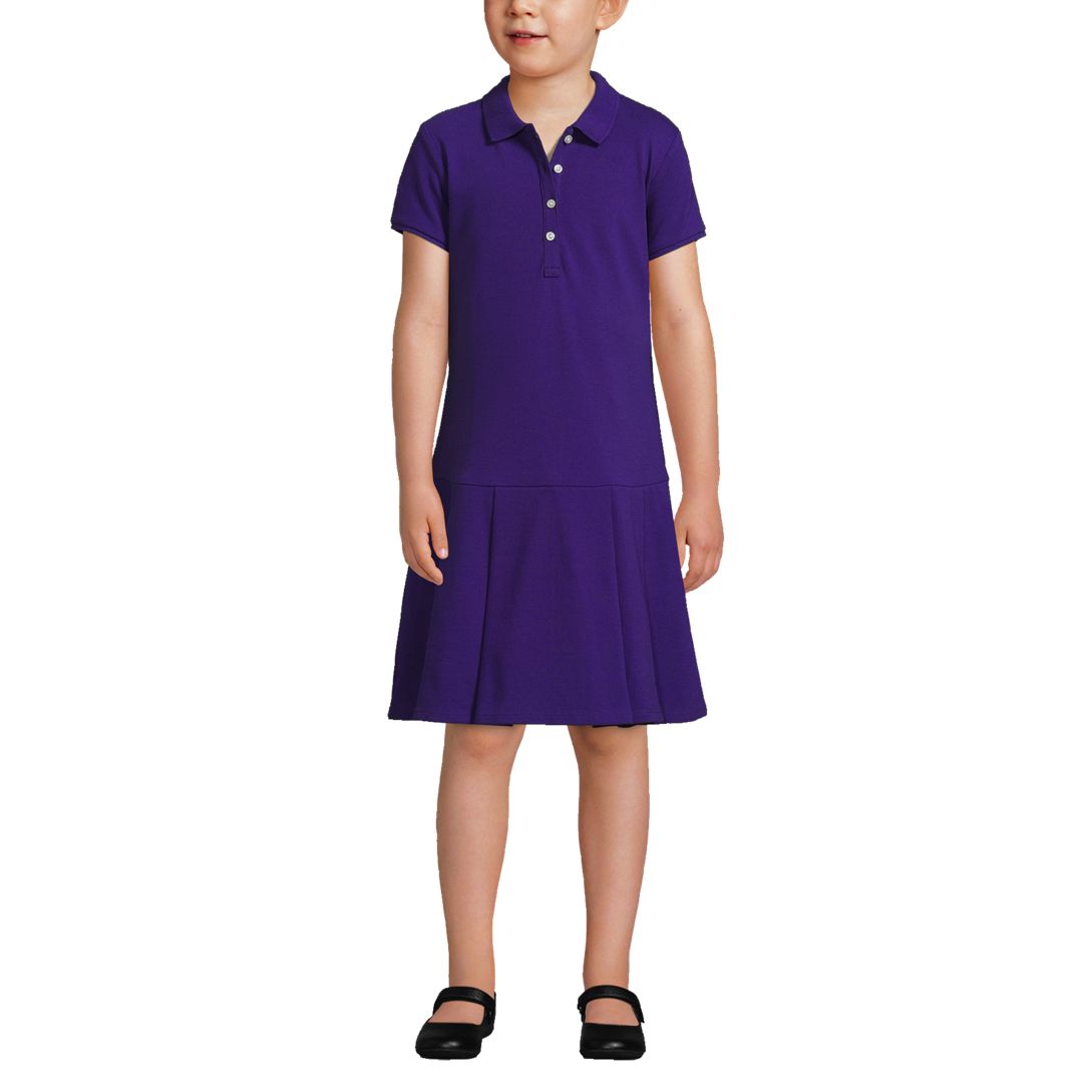 School Uniform Girls Short Sleeve Mesh Pleated Polo Dress