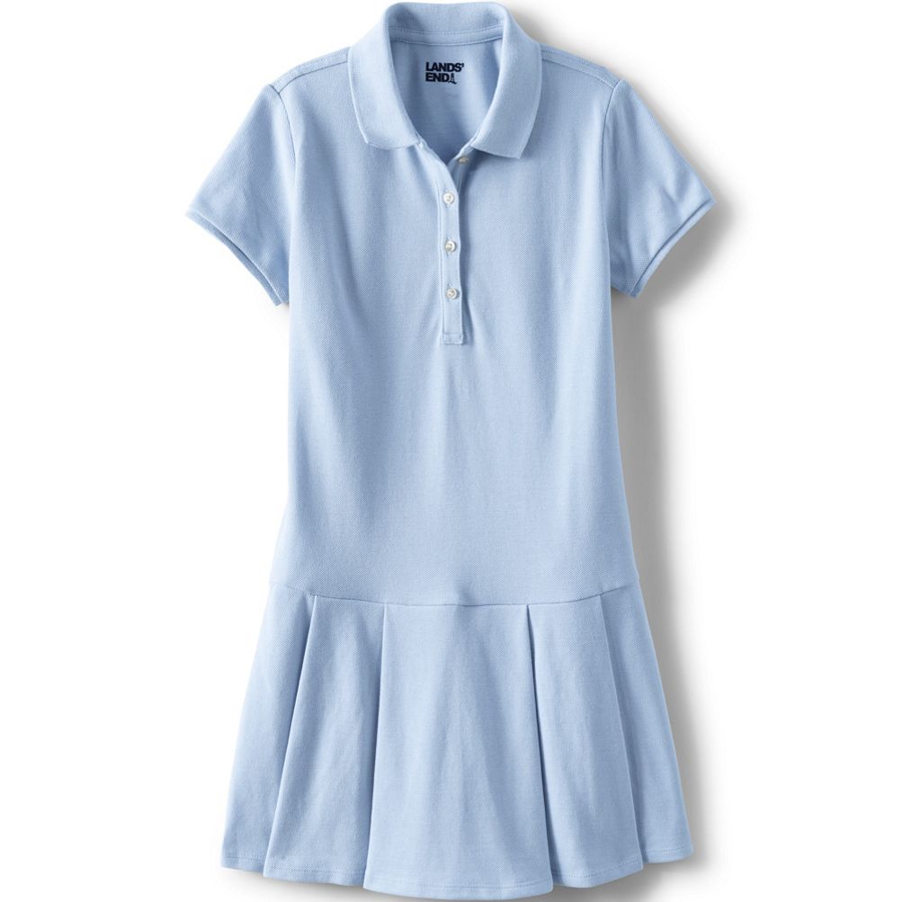 School Uniform Girls Short Sleeve Mesh Pleated Polo Dress