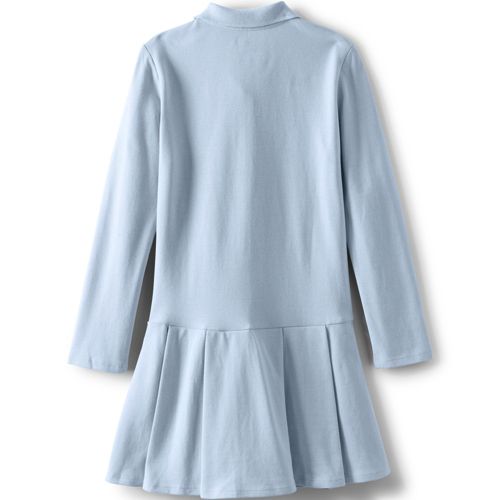 School Uniform Girls Long Sleeve Mesh Pleated Polo Dress, Back