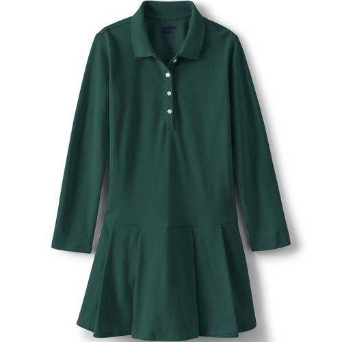 School Uniform Girls Long Sleeve Peter Pan Collar Polo Shirt