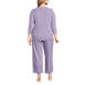 Women's Plus Size Pointelle Rib 2 Piece Pajama Set - 3/4 Sleeve Top and Crop Pants, Back