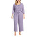 Women's Plus Size Pointelle Rib 2 Piece Pajama Set - 3/4 Sleeve Top and Crop Pants, Front