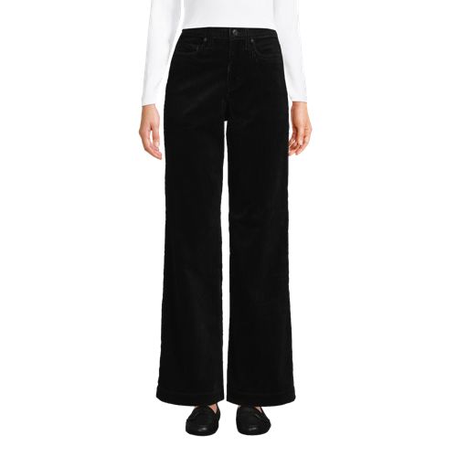  Lands' End Breitcord-hose High Waist Mit Weitem Bein, Damen, Größe:34 Petite, Schwarz, Baumwoll-mischung, By Lands' End 