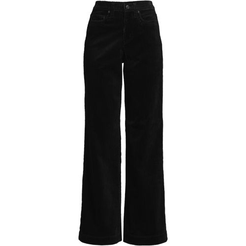  Lands' End Breitcord-hose High Waist Mit Weitem Bein, Damen, Größe:34 Petite, Schwarz, Baumwoll-mischung, By Lands' End 