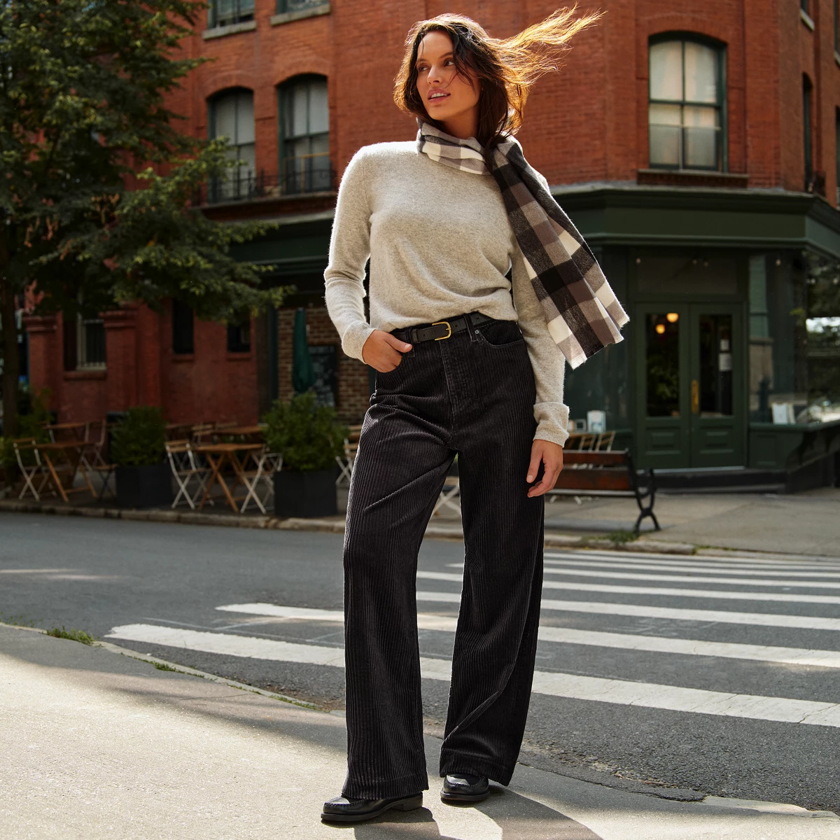 Women's Tall High Rise Wide Leg Corduroy Pants — Black by Lands' End