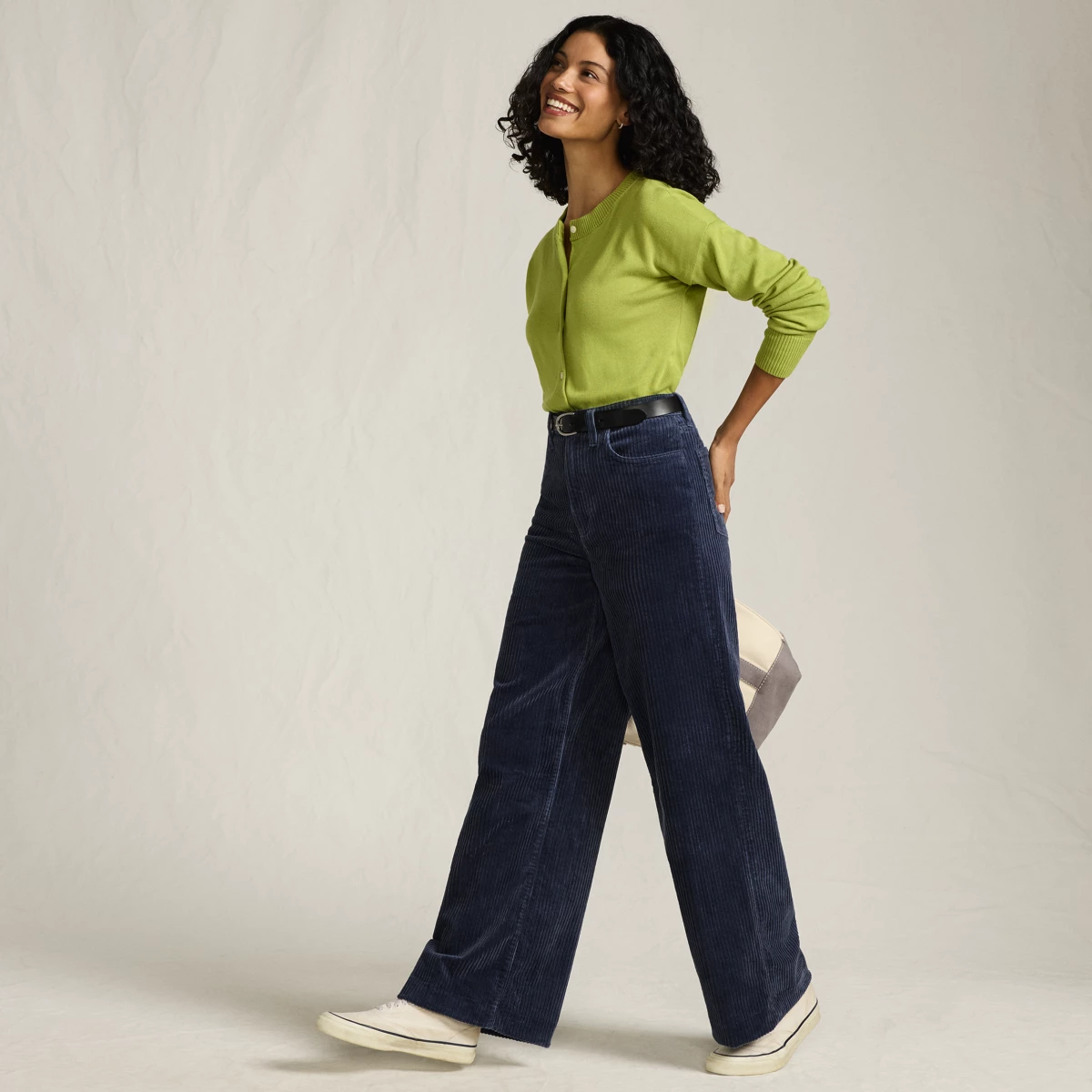 Women's Tall High Rise Wide Leg Corduroy Pants — Dusty Indigo by Lands' End