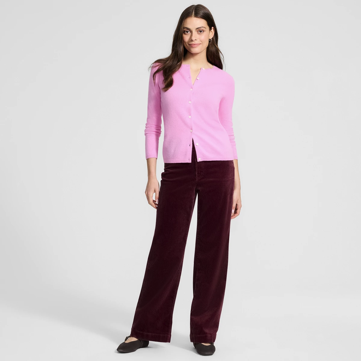 Women's Tall High Rise Wide Leg Corduroy Pants — Rich Burgundy by Lands' End