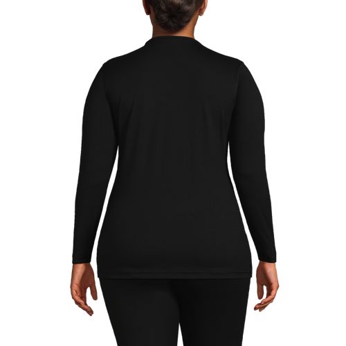  Lands' End Stretch-thermaskin-oberteil Mit Rundhalsausschnitt, Damen, Größe:56-58 Plus, Schwarz, Elasthan/polyester-mischung, By Lands' End 