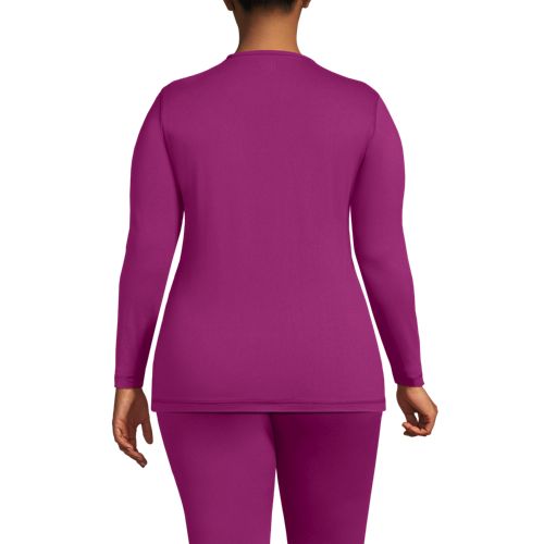  Lands' End Stretch-thermaskin-oberteil Mit Rundhalsausschnitt, Damen, Größe:52-54 Plus, Pink, Elasthan/polyester-mischung, By Lands' End 
