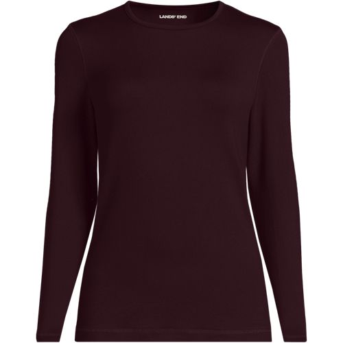 Cosy Thermaskin Crew Neck Thermal Top, Women, size: 1XL, plus, Red, Spandex/Poly-blend, by Lands' End