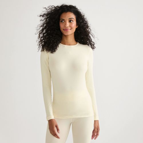  Lands' End Stretch-thermaskin-oberteil Mit Rundhalsausschnitt, Damen, Größe:32-34 Regular, Weiß, Elasthan/polyester-mischung, By Lands' End 