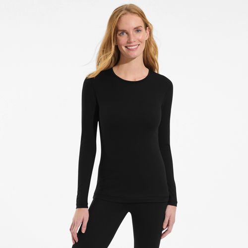  Lands' End Stretch-thermaskin-oberteil Mit Rundhalsausschnitt, Damen, Größe:32-34 Regular, Schwarz, Elasthan/polyester-mischung, By Lands' End 