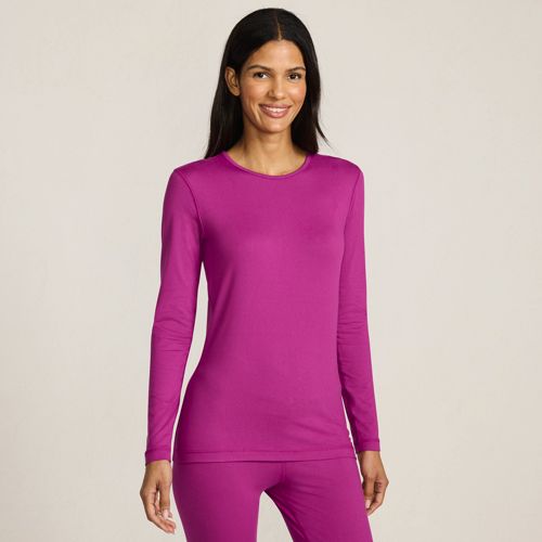  Lands' End Stretch-thermaskin-oberteil Mit Rundhalsausschnitt, Damen, Größe:32-34 Regular, Pink, Elasthan/polyester-mischung, By Lands' End 