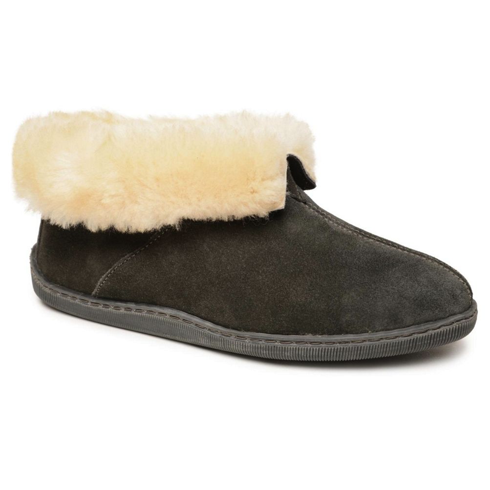 Minnetonka Men's Sheepskin Ankle Boot Suede Slippers | Lands' End