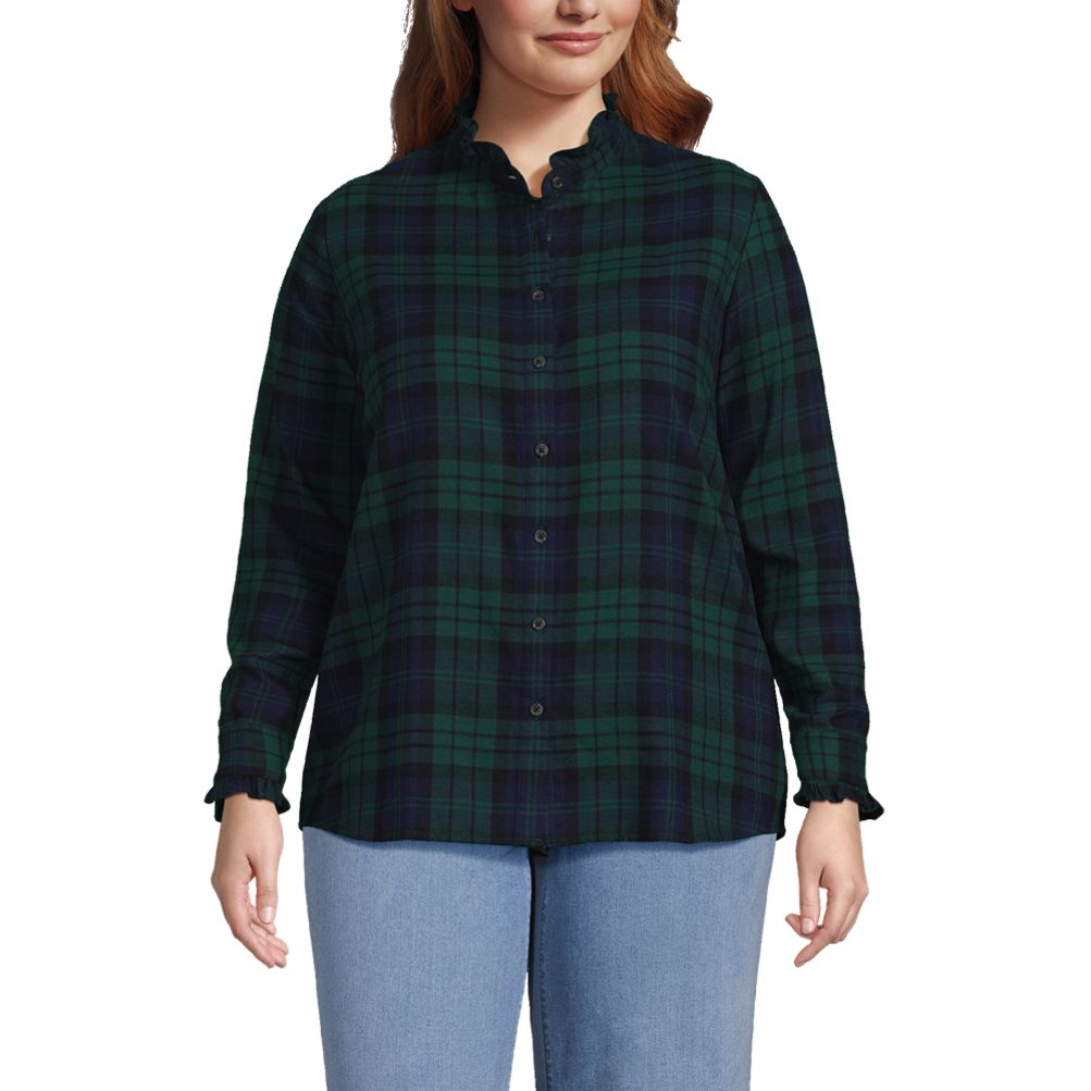 Plus Size - Women's Lightweight Flannel Shirt - Blue - 1XL - The Vermont Country Store