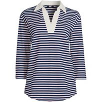 Women's 3/4 Sleeve Super T Collared Popover Tunic | Lands' End