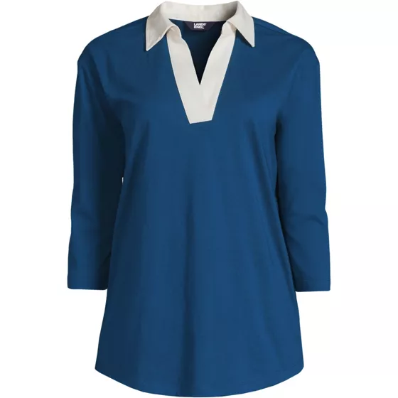 Women's 3/4 Sleeve Super T Collared Popover Tunic - primary