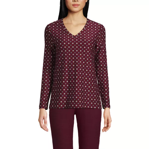 Women's Long Sleeve Performance V-Neck Top, Front