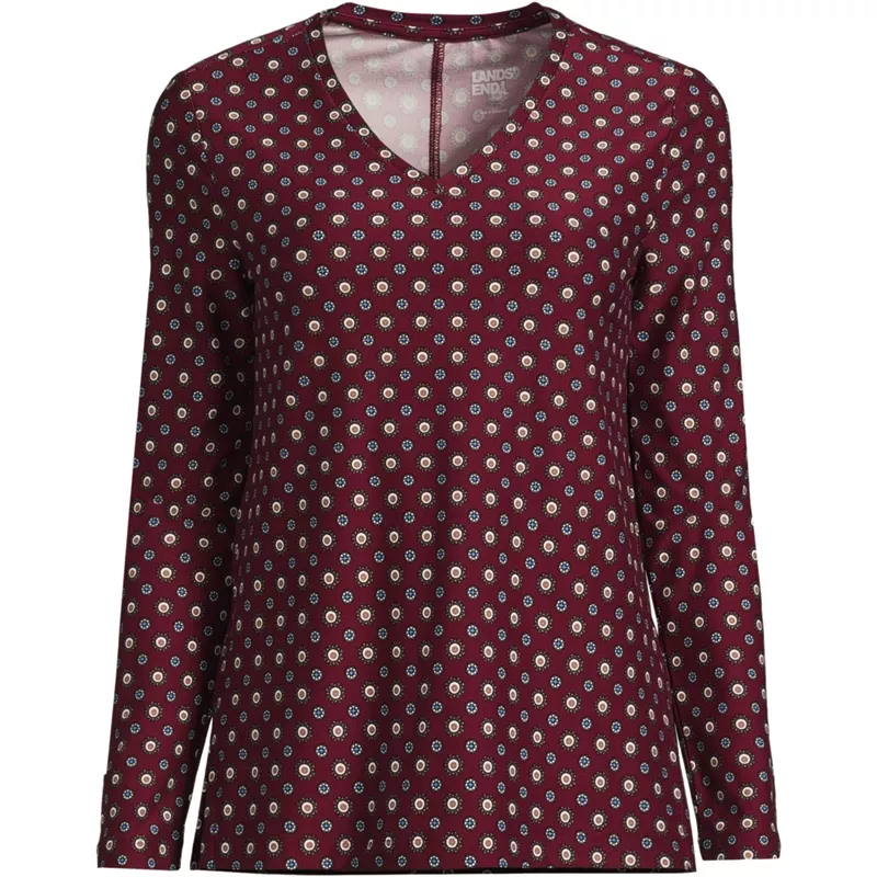 Women's Long Sleeve Performance V-neck Top, Front