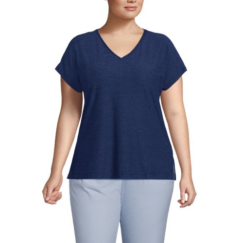 Cathalem Cotton Polyester Spandex Shirt Women Summer V Neck