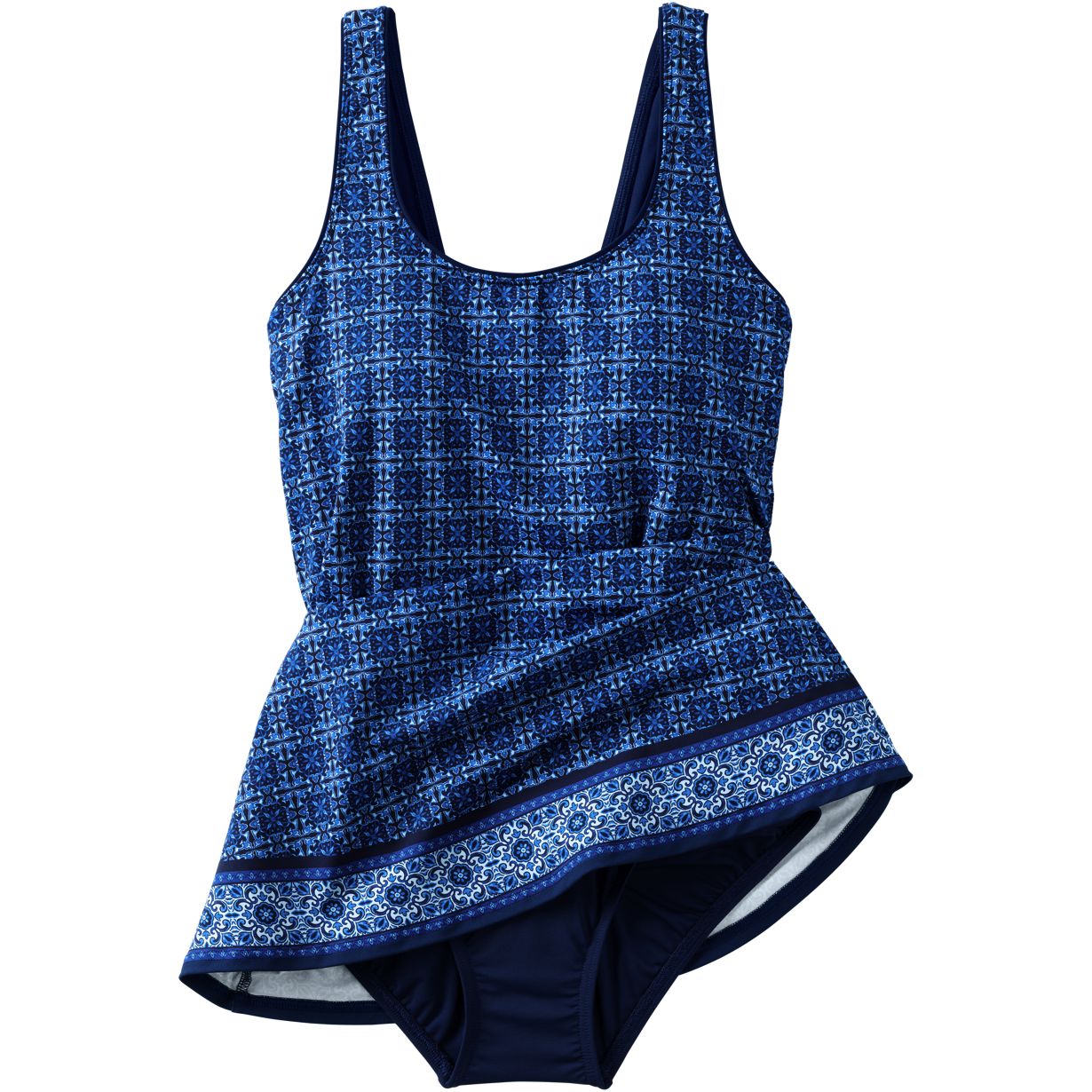 Women's Scoop Neck Mini Swim Dress One Piece Swimsuit