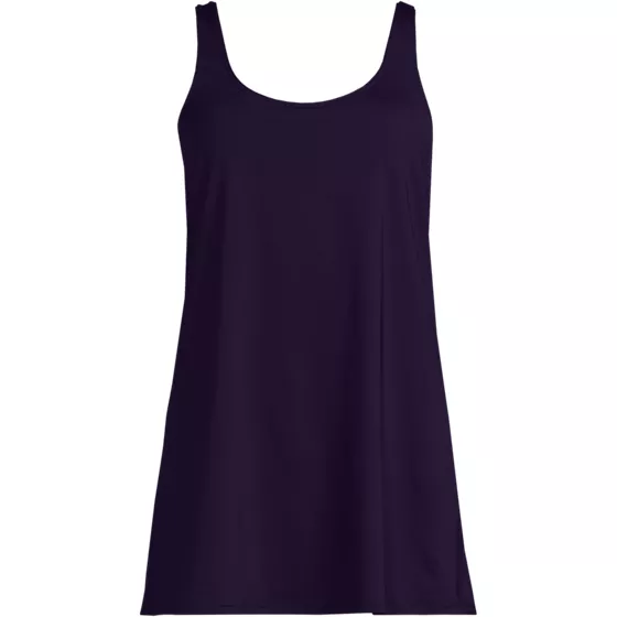 Women's Plus Size Scoop Neck Mini Swim Dress Swimsuit - primary