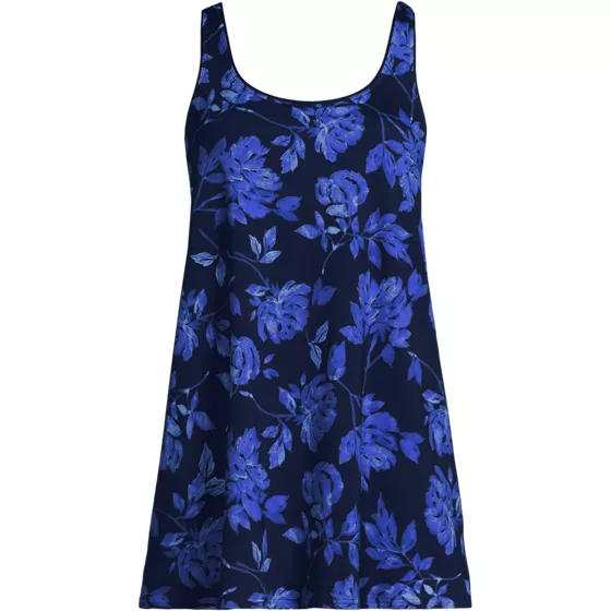 Women's Plus Size Scoop Neck Mini Swim Dress Swimsuit - primary