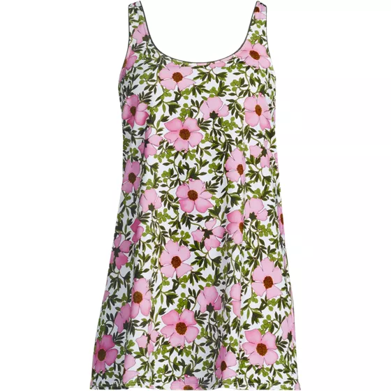 Women's Plus Size Scoop Neck Mini Swim Dress Swimsuit - primary
