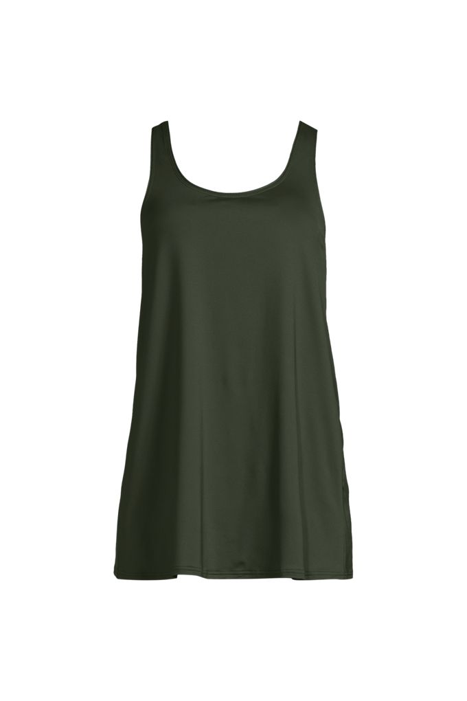 Lands' End Women's Plus Size Scoop Neck Mini Swim Dress Swimsuit In Green