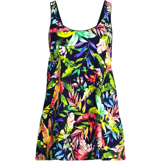 Women's Scoop Neck Mini Swim Dress Swimsuit - primary