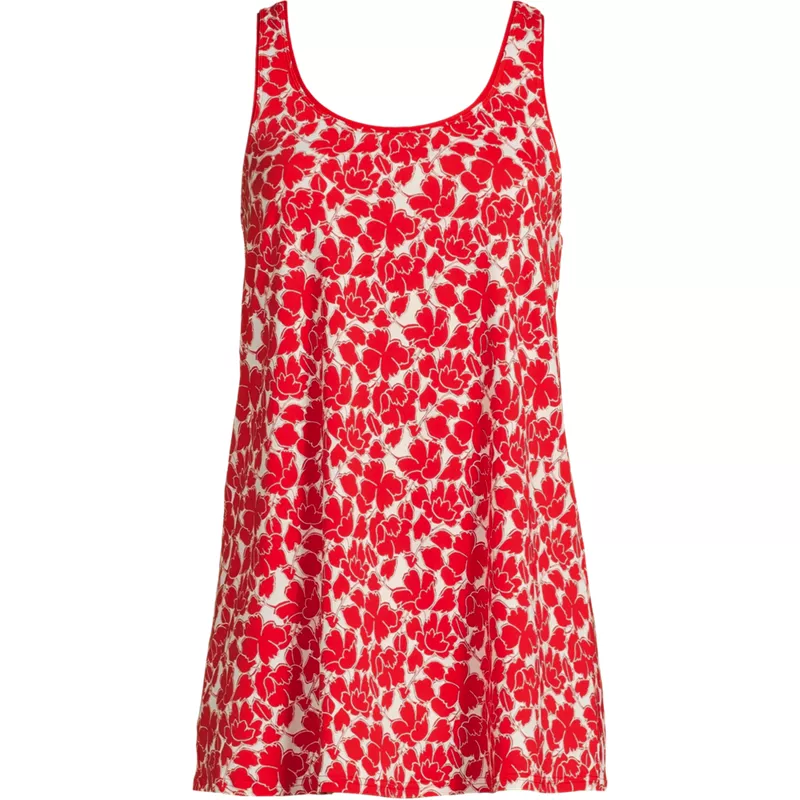 Women's Scoop Neck Mini Swim Dress Swimsuit, Front