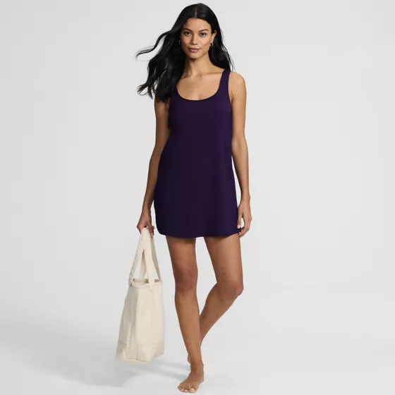 Women's Scoop Neck Mini Swim Dress Swimsuit - primary