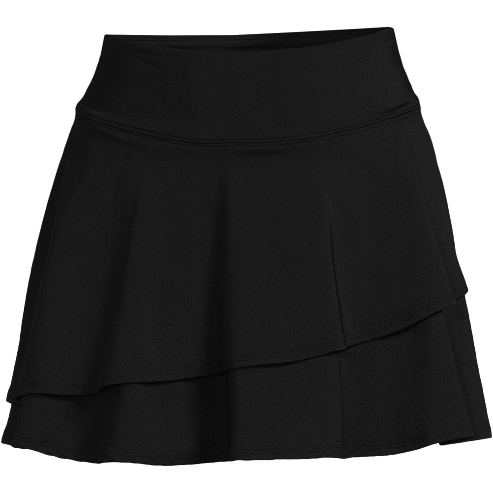 Lands End Swim Mini Skirt Womens 10 Black Textured Pull On Inner