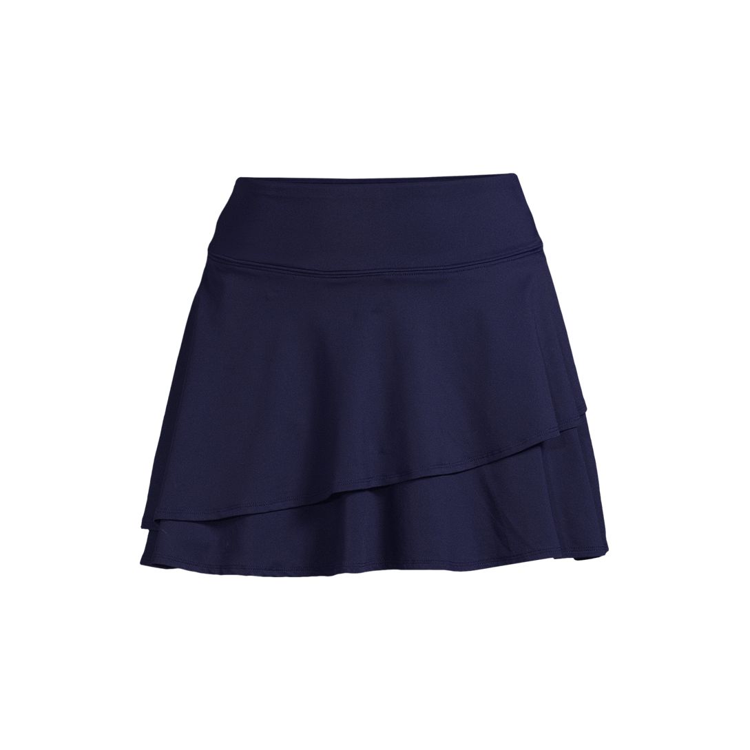 Women's Chlorine Resistant High Waisted Tulip Hem Swim Skort Swim Bottoms