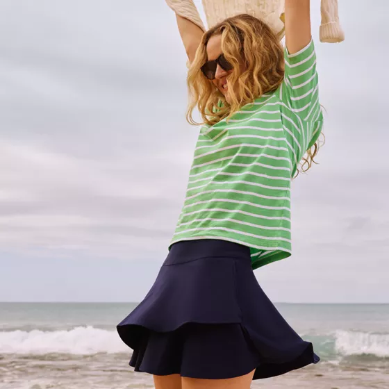 Women's High Waisted Tulip Hem Swim Skort - primary