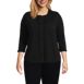 Women's Plus Size 3/4 Sleeve Light Weight Jersey Ruffle Neck Pintuck Top, Front