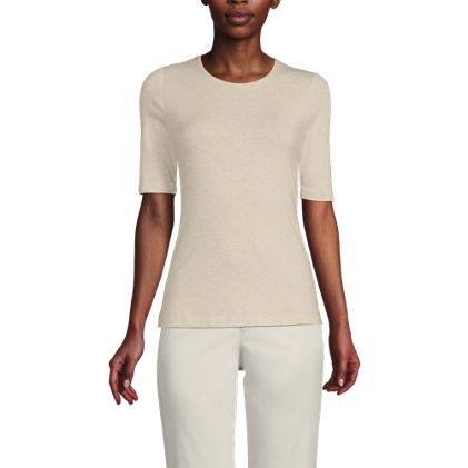 Women's Lightweight Jersey Skimming Elbow Sleeve Crew Neck T-shirt - image 4